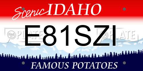 E81SZI Idaho License Plate