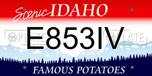 E853IV Idaho License Plate