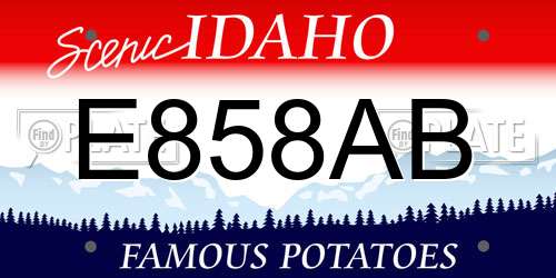 E858AB Idaho License Plate