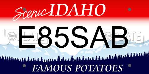 E85SAB Idaho License Plate