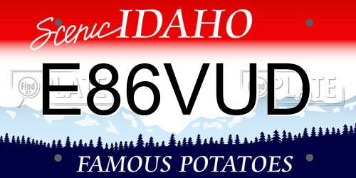 E86VUD Idaho License Plate