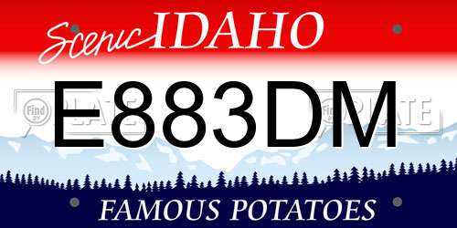 E883DM Idaho License Plate