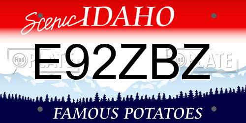 E92ZBZ Idaho License Plate