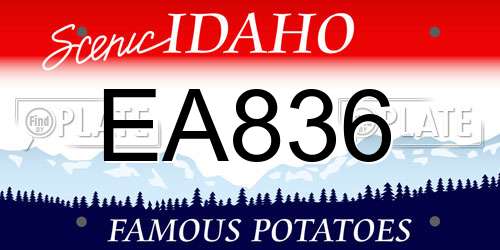 EA836 Idaho License Plate