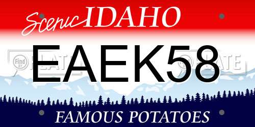 EAEK58 Idaho License Plate