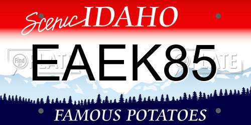EAEK85 Idaho License Plate