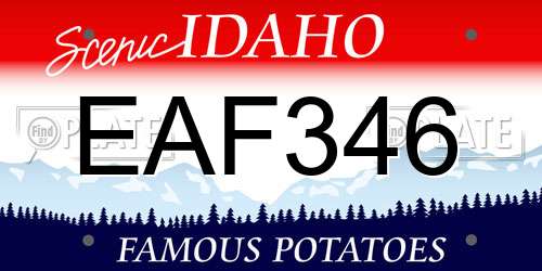 EAF346 Idaho License Plate