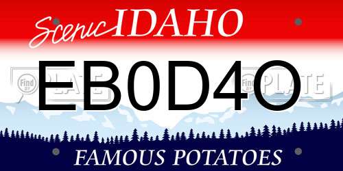 EB0D4O Idaho License Plate