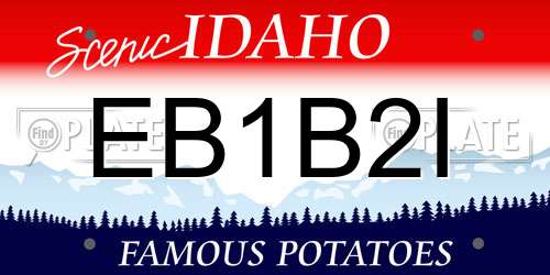 EB1B2I Idaho License Plate