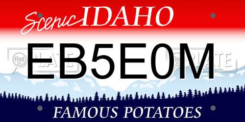 EB5E0M Idaho License Plate