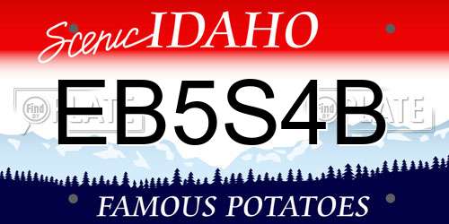 EB5S4B Idaho License Plate