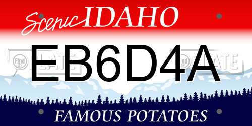 EB6D4A Idaho License Plate