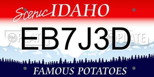 EB7J3D Idaho License Plate