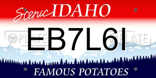 EB7L6I Idaho License Plate