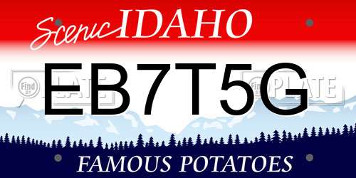 EB7T5G Idaho License Plate