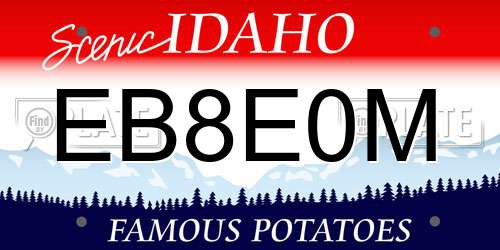 EB8E0M Idaho License Plate