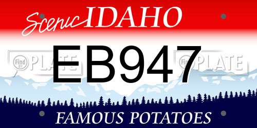 EB947 Idaho License Plate