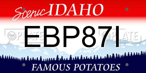 EBP87I Idaho License Plate