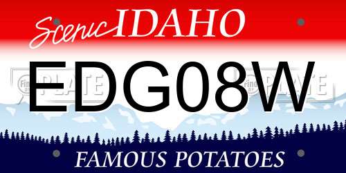EDG08W Idaho License Plate