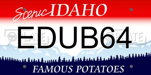 EDUB64 Idaho License Plate