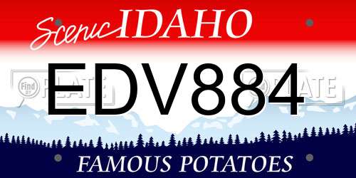 EDV884 Idaho License Plate