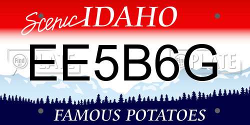EE5B6G Idaho License Plate