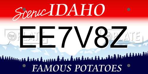 EE7V8Z Idaho License Plate