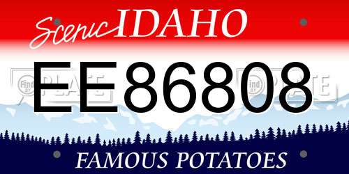 EE86808 Idaho License Plate