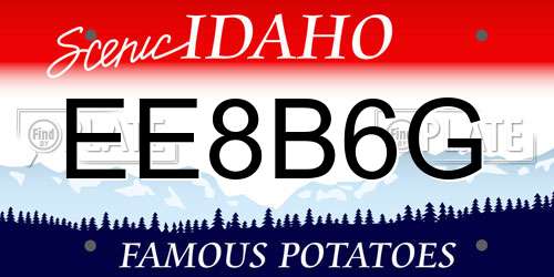 EE8B6G Idaho License Plate