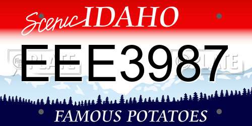 EEE3987 Idaho License Plate
