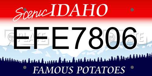 EFE7806 Idaho License Plate