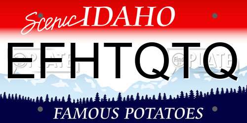 EFHTQTQ Idaho License Plate