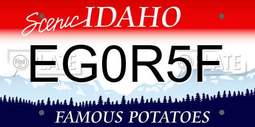 EG0R5F Idaho License Plate