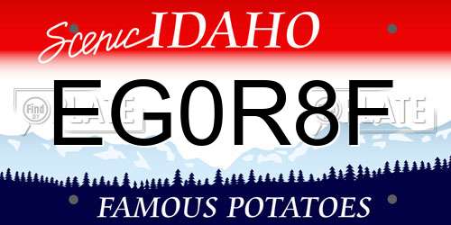 EG0R8F Idaho License Plate
