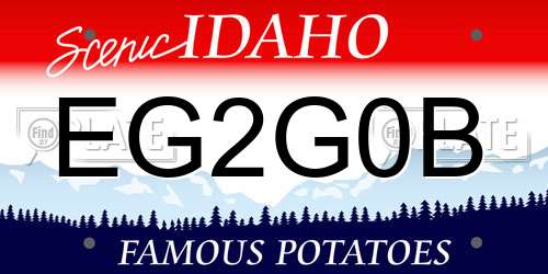 EG2G0B Idaho License Plate