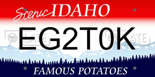EG2T0K Idaho License Plate