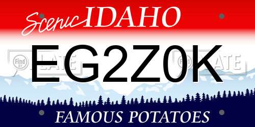 EG2Z0K Idaho License Plate
