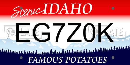 EG7Z0K Idaho License Plate