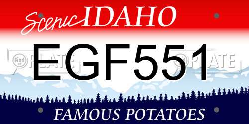 EGF551 Idaho License Plate