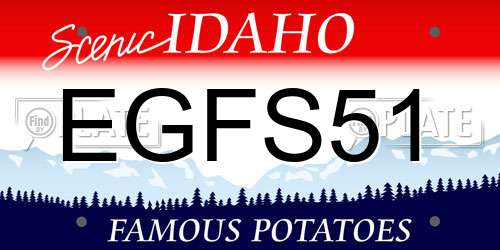 EGFS51 Idaho License Plate