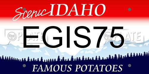 EGIS75 Idaho License Plate