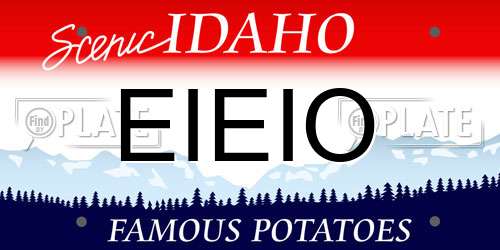 EIEIO Idaho License Plate