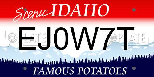EJ0W7T Idaho License Plate