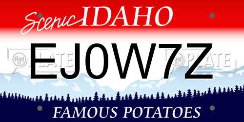 EJ0W7Z Idaho License Plate