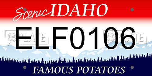 ELF0106 Idaho License Plate