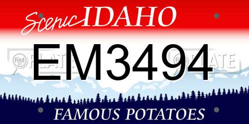 EM3494 Idaho License Plate