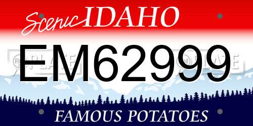 EM62999 Idaho License Plate
