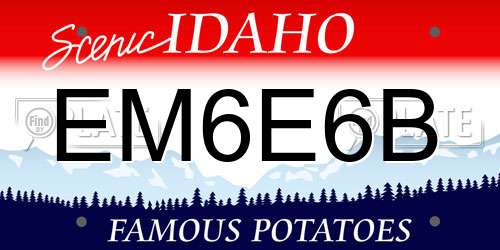 EM6E6B Idaho License Plate