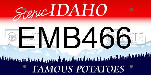 EMB466 Idaho License Plate