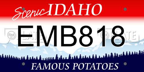 EMB818 Idaho License Plate